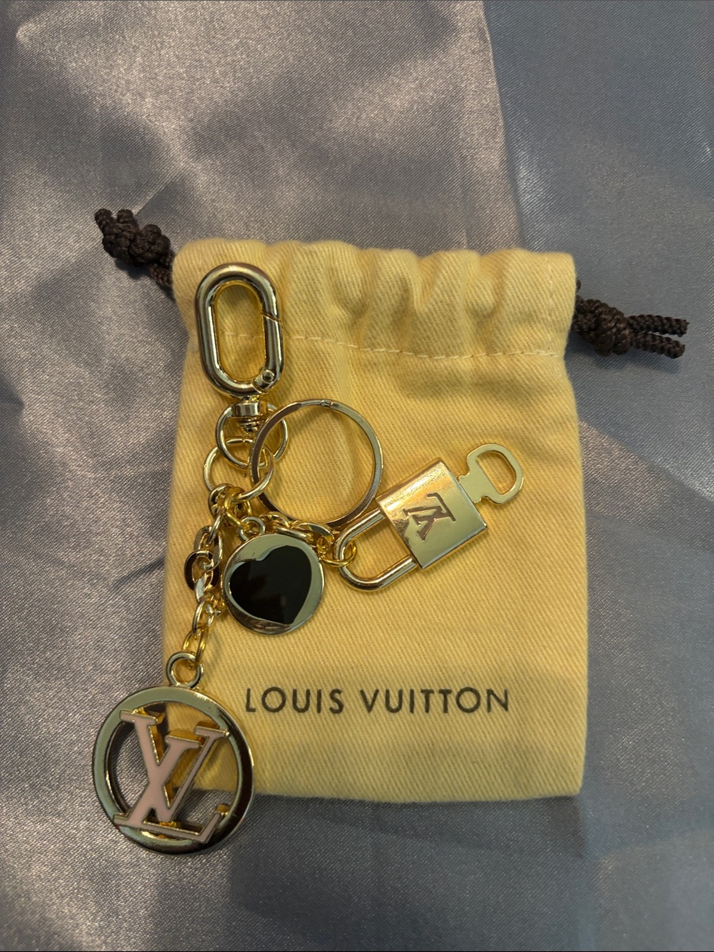 Fashion Brand Company Gold-Tone Key & Black Heart Charm